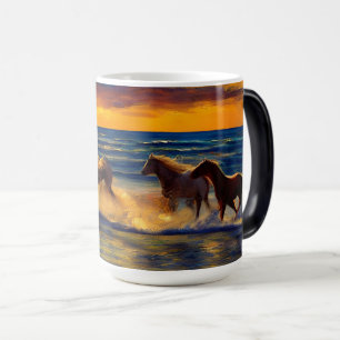 Mágica Caneca Cavalos Ao Pôr do Sol