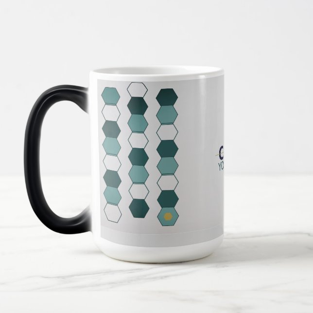 Mágica Caneca com Padrão Geométrico Moderno de Hexágono (Esquerda)