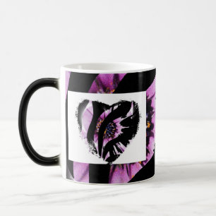 Mágica Caneca Coração Borboleta Roxa – Café Artístico