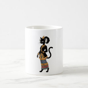 Mágica Caneca de Arte Tradicional Rainha do Gato em Batik
