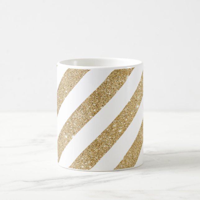 Mágica Caneca de café branco Glam da listra Dourado do (Centro)