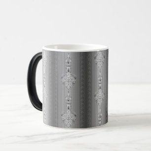 Mágica Caneca de café cinza com padrão floral barroco e b