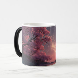 Mágica Caneca de Café com Árvore Florida Rosa Mística Céu
