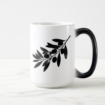 Caneca de Café com Galho de Oliveira Preto Minimal