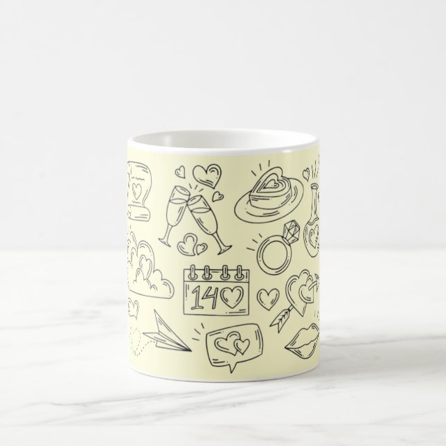 Mágica Caneca de Café com Ilustração de Amor Romântico (Centro)