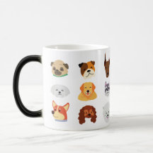 Caneca de Café com Padrão de Raças de Cães Colorid
