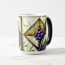Caneca de Café com Uvas e Trigo de Vidro