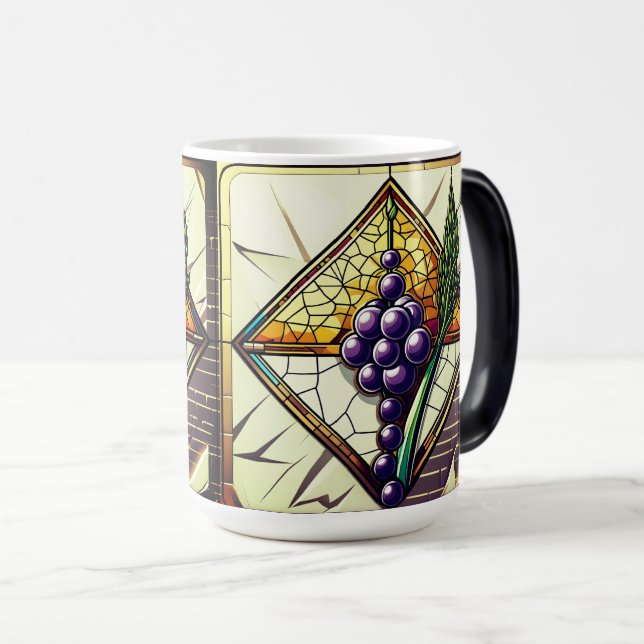 Mágica Caneca de Café com Uvas e Trigo de Vidro (Frente Esquerda)