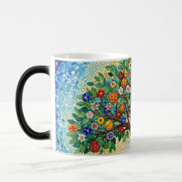 Mágica caneca de cerâmica com padrão de árvore em mosaico