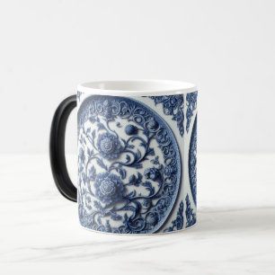 Mágica Caneca de Cerâmica Floral Vintage Botânica Azul