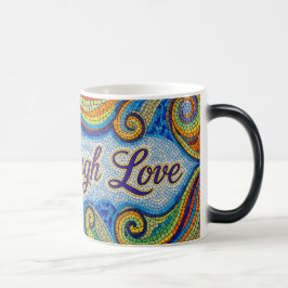 Mágica Caneca de cerâmica mosaico Live Laugh Love cor mud