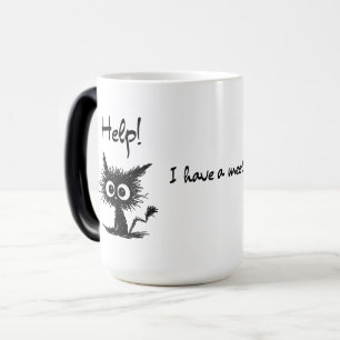 Mágica Caneca de desenho engraçado de gato "Socorro! Tenh