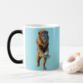 Mágica Caneca de Disc Golf Leão Engraçado