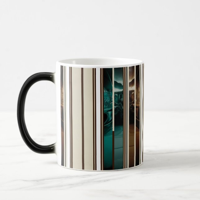 Mágica Caneca de Listras Triplas Celestiais Modernas com  (Esquerda)