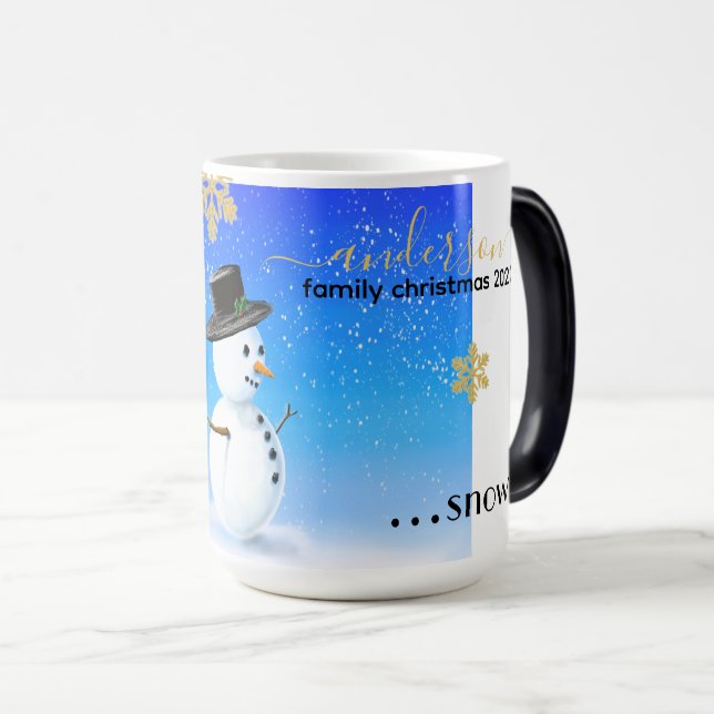 Mágica Caneca de Natal da família personalizada com bonec (Frente Esquerda)