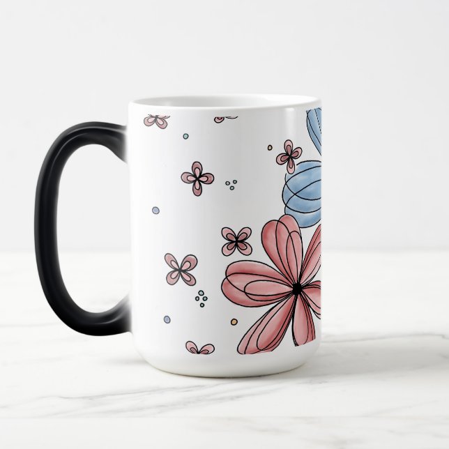 Mágica Caneca de Pétalas Flutuantes – Caneca Cor Completa (Esquerda)