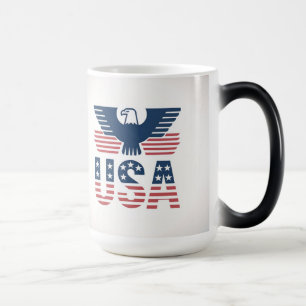 Mágica Caneca EUA Morfando Vermelha Branca Azul