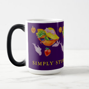 MÁGICA CANECA FEMININA DESENHADA FRUTAS DE FORMA ESPETACU