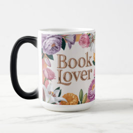 Mágica Caneca Floral Branca Amante de Livros