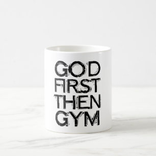 Mágica Caneca God First Then Gym – Motivação de Treino Cr