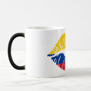 Mágica Caneca Impressão de Beijo da Bandeira Colombiana –