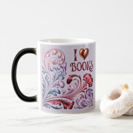 Mágica Caneca Lavanda Art Nouveau Eu Adoro Livros