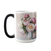 Caneca Mórfica Art Déco com Peônias Rosa