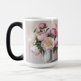 Mágica Caneca Mórfica Art Déco com Peônias Rosa