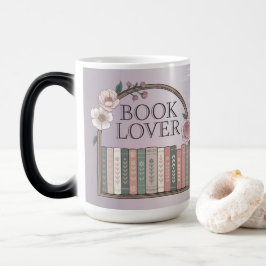 Mágica Caneca Morfing Amantes de Livros Flores na Pratele