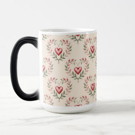 Mágica Caneca Morfing Creme Corações Vermelhos