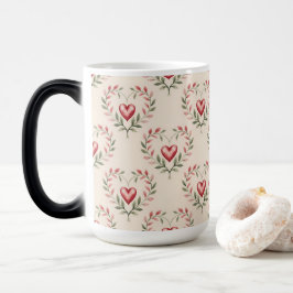 Mágica Caneca Morfing Creme Corações Vermelhos