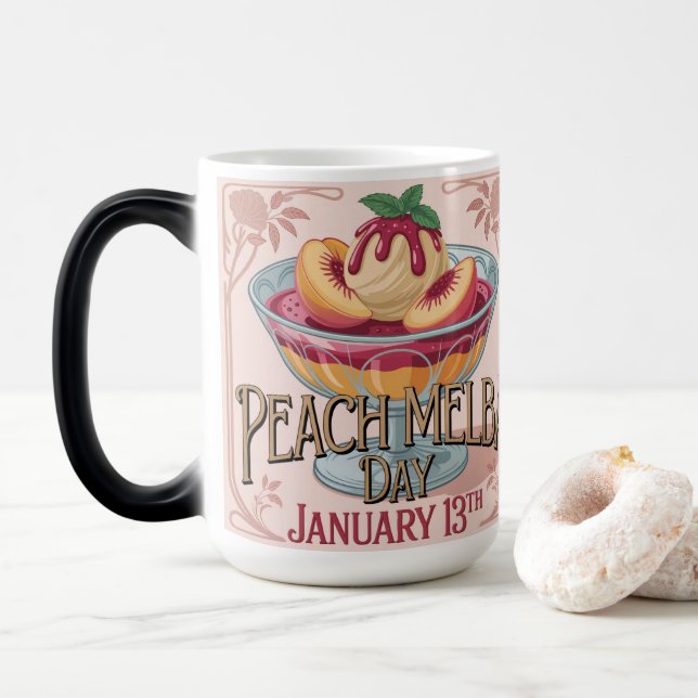 Mágica Caneca Morfing Dia de Peach Melba (Com Donut)