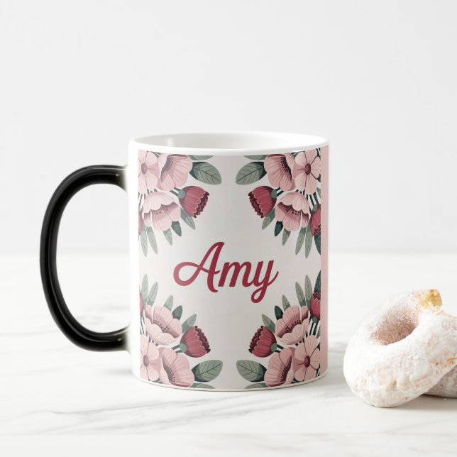 Mágica Caneca Morfing Floral Amy Rosa (Com Donut)