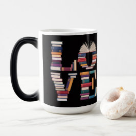 Mágica Caneca Morfing Preta Amantes de Livros