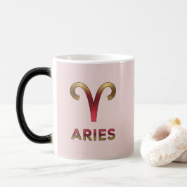Mágica Caneca Morfing Rosa Áries Glifo Vermelho Dourado