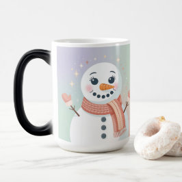 Mágica Caneca Morfológica Homem de Neve Branco Pastel