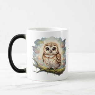 Mágica Caneca Personalizada de Coruja Fofa, Animal Flores