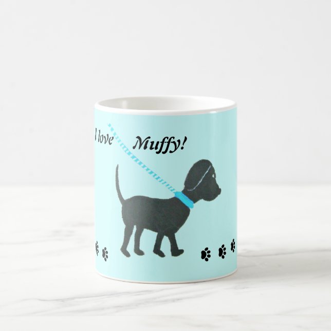 Mágica caneca preta personalizada do laboratório (Centro)