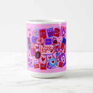 Mágica Caneca Selos de Correio do Dia dos Namorados