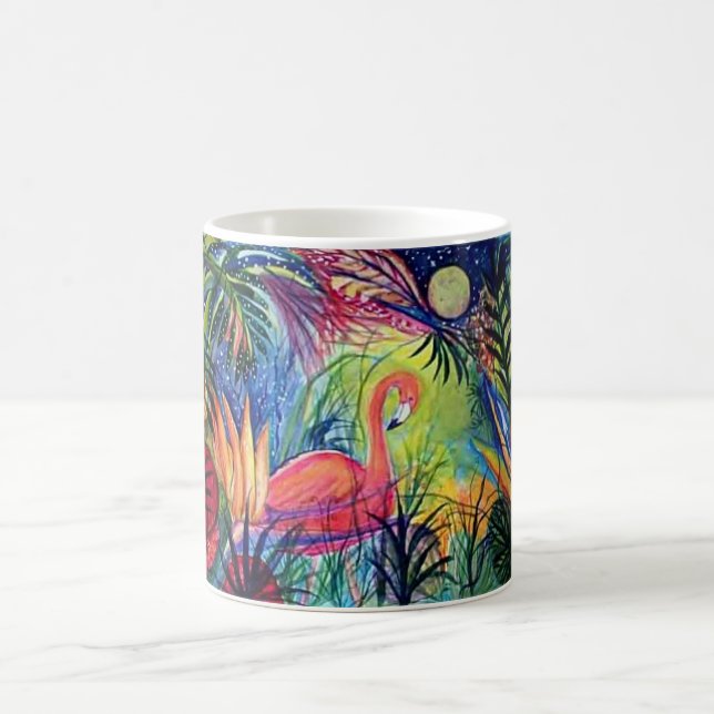 Mágica Caneca tropical do flamingo cor-de-rosa (Centro)