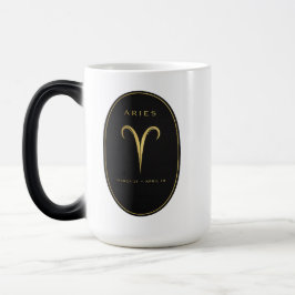 Mágica Caneca Zodiac Áries – Emblema Luxuoso Preto e Dour