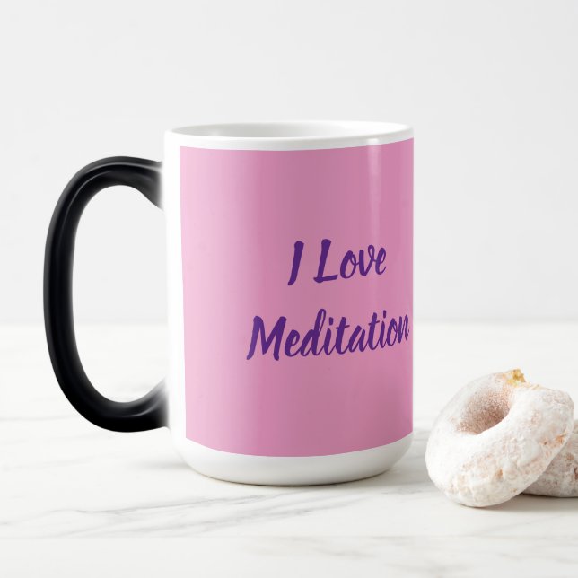 Mágica Eu Amo Caneca Morfing Rosa de Meditação (Com Donut)