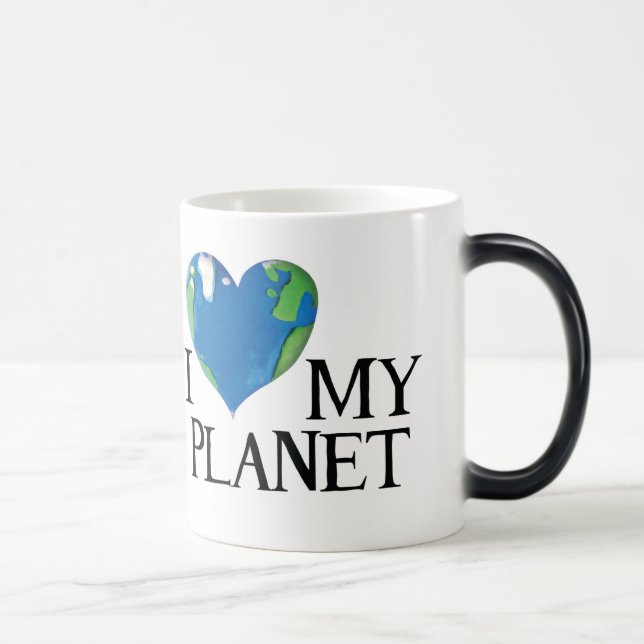 Mágica Eu amo meu caneca do planeta (Direita)
