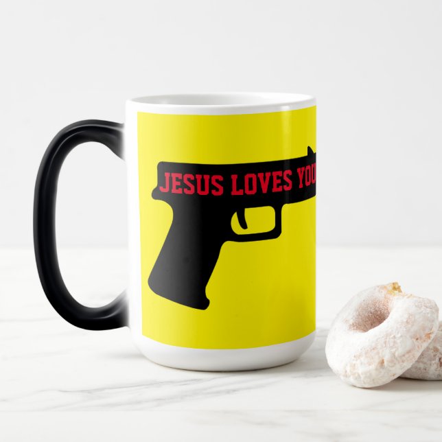 Mágica JESUS TE AMA 15 Oz. Caneca transmutação (Com Donut)