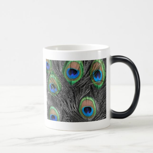 Mágica O pavão preto & branco empluma-se a caneca (Direita)