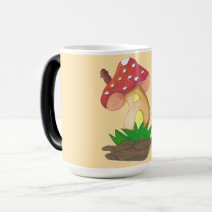 Mágica Pequena Casa de Cogumelo Caneca Alça Preta