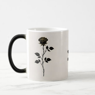 Mágica Silhueta de Rosa Preta Caneca Minimalista