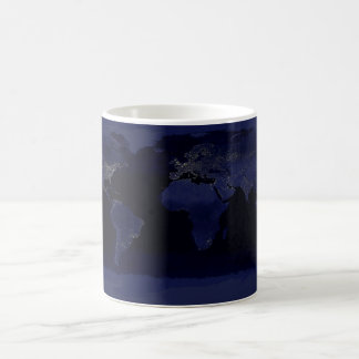 Mágica Terra em a noite - caneca Morphing