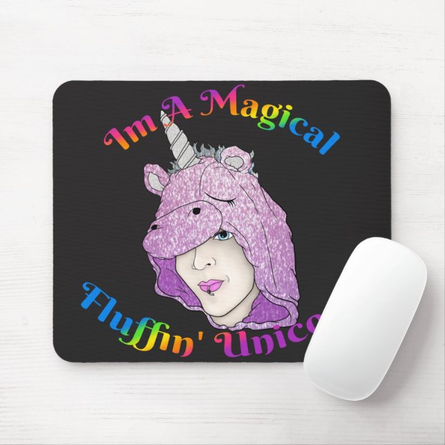 Magical Fluffin Unicorn Mousepad (Com mouse)