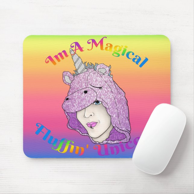 Magical Fluffin Unicorn Mousepad (Com mouse)